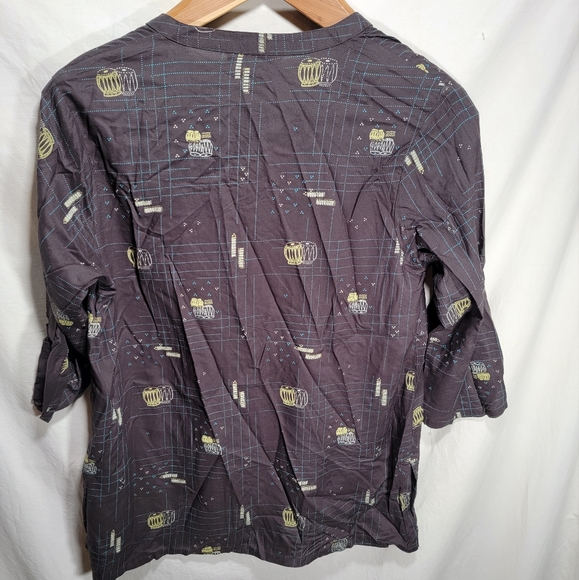 NWT Men's long-sleeve Akkriti XL black button up with African drums brand new - Picture 10 of 10